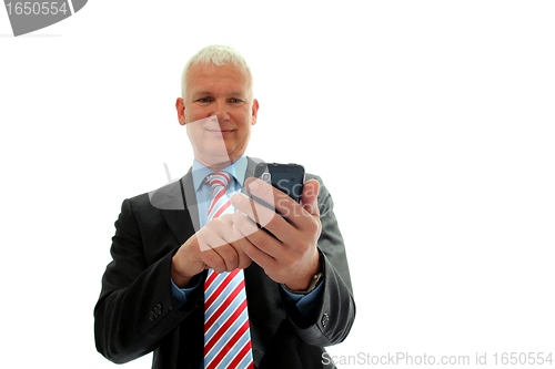 Image of Businessman with mobile phone isolated