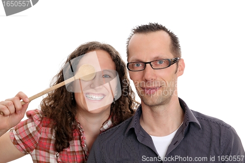 Image of Couple with  wooden spoon