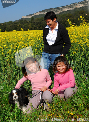 Image of family and dog