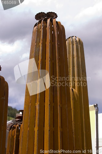 Image of Metal Cactus with Clouds on the Background