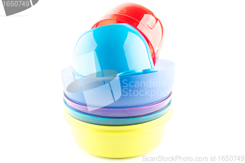 Image of Colorful plastic bowls