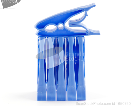 Image of Arrangement of Blue Clothespin