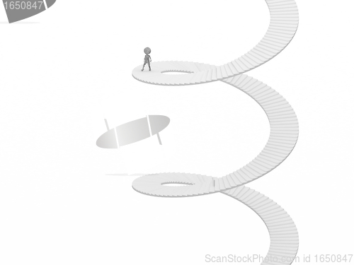 Image of 3d people - human character - climb the spiral staircase - stair