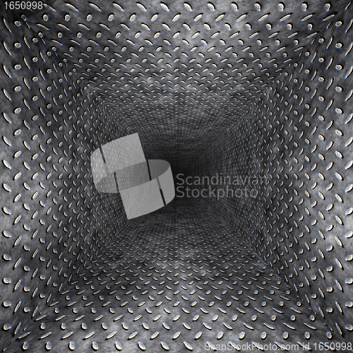 Image of diamond plate metal tunnel