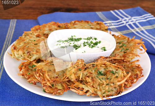 Image of German Potato Pancakes and Sour Cream