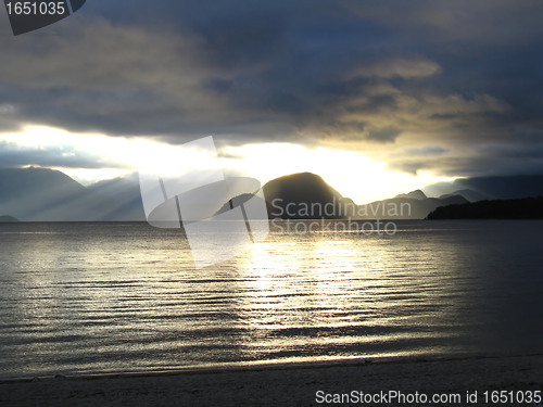 Image of Sunset Over Lake Manapouri, New Zealand