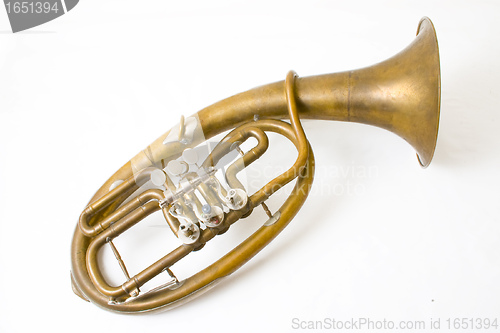 Image of Alto saxhorn close up isolated on white