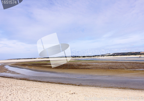 Image of seascape and beach at low tide on the coast of opal in France