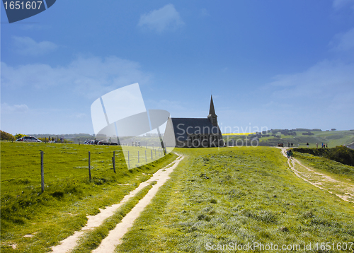 Image of old church on the cliffs of Etretat