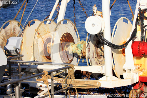 Image of details of an old fishing boat, a trawler