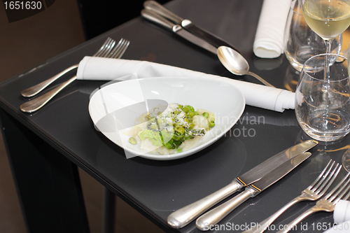 Image of plate of risotto in a great French restaurant