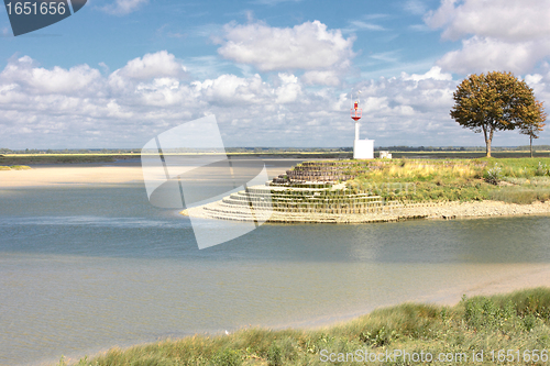 Image of seascape, entrance to the port of St Valery sur Somme