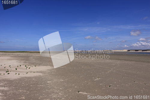 Image of seascape and beach at low tide on the coast of opal in France