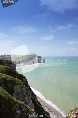 Image of landscape, the cliffs of Etretat in France