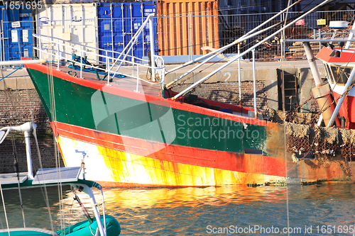 Image of details of an old fishing boat, a trawler