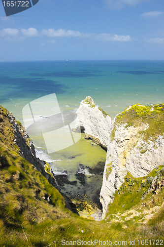 Image of landscape, the cliffs of Etretat in France