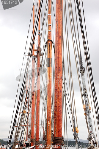 Image of mast of an old sailing ship Norwegian