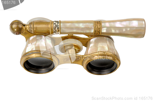 Image of Antique Opera Glasses - Angled Top view isolated.