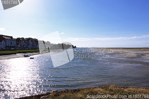 Image of seascape and beach at low tide on the coast of opal in France