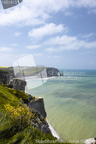 Image of landscape, the cliffs of Etretat in France