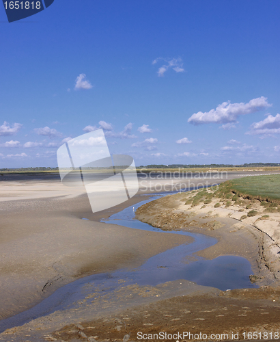 Image of seascape and beach at low tide on the coast of opal in France