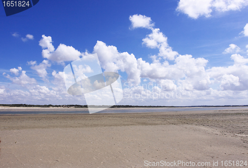 Image of seascape and beach at low tide on the coast of opal in France