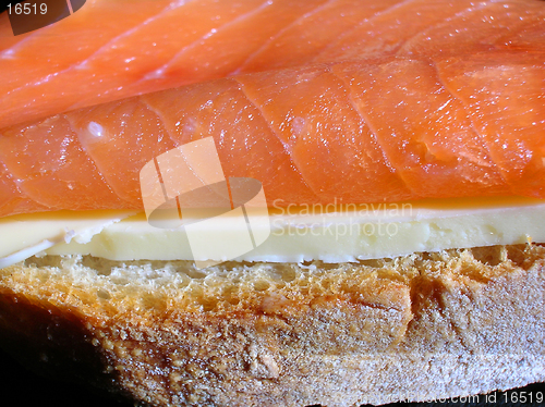 Image of Smoked salmon sandwich close-up