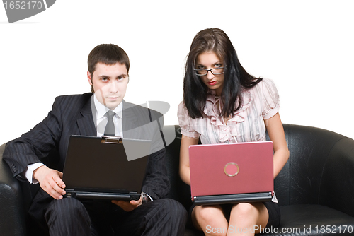 Image of Businesspeople with laptops