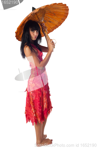 Image of Attractive girl with umbrella