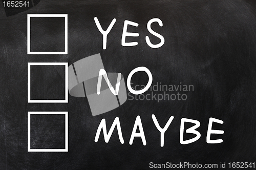 Image of Yes,no and maybe