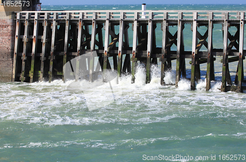 Image of entrance channel of the Port of Fecamp in Normandy france