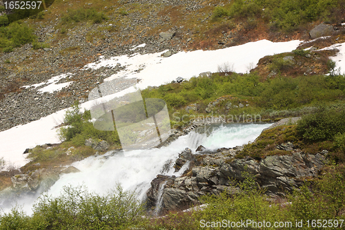 Image of wild streams and waterfalls of Norway in summer