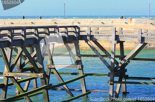 Image of entrance channel of the Port of Fecamp in Normandy france