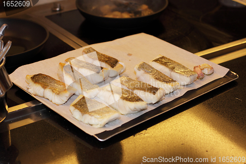 Image of preparation of paving stones pollack grilled baby vegetables