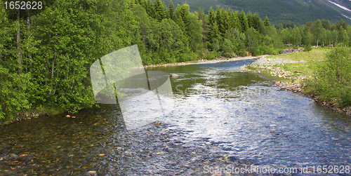 Image of wild streams and waterfalls of Norway in summer