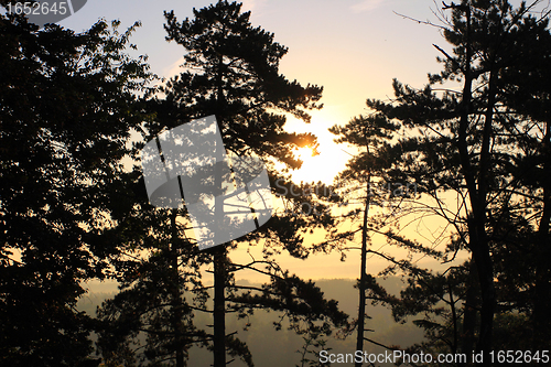 Image of daybreak in the mist of the valley of the Seine