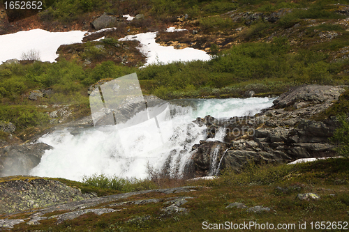 Image of wild streams and waterfalls of Norway in summer