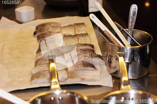 Image of preparation of paving stones pollack grilled baby vegetables