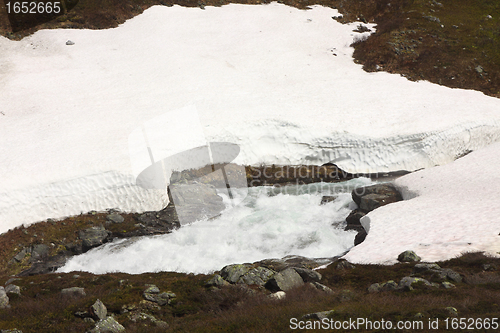 Image of wild streams and waterfalls of Norway in summer