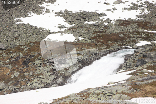 Image of wild streams and waterfalls of Norway in summer