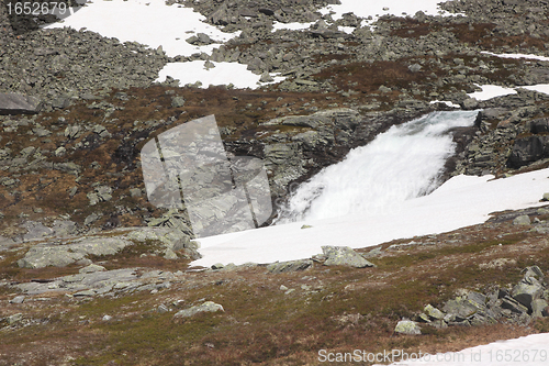 Image of wild streams and waterfalls of Norway in summer