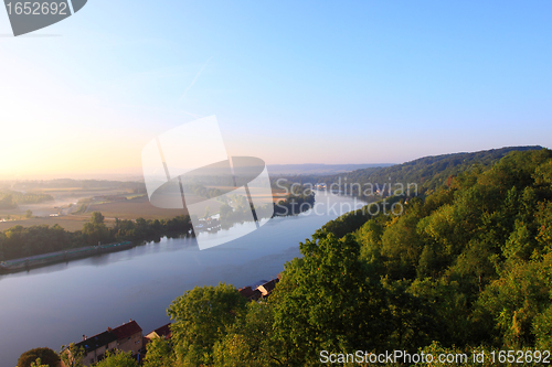 Image of daybreak in the mist of the valley of the Seine