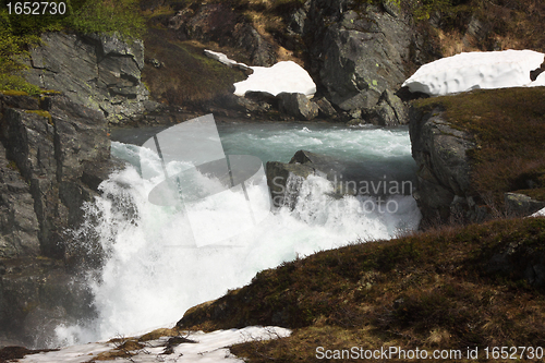 Image of wild streams and waterfalls of Norway in summer