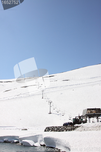Image of snowy mountain resort and winter sports in Norway