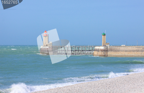 Image of entrance channel of the Port of Fecamp in Normandy france