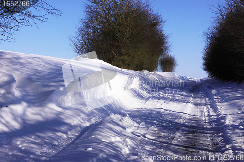 Image of snowy landscape in the winter sun in France