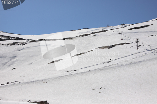 Image of snowy mountain resort and winter sports in Norway