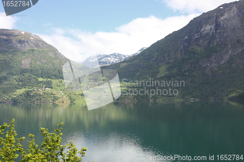 Image of Wonderful fjord greens of norvege in spring