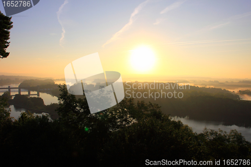 Image of daybreak in the mist of the valley of the Seine