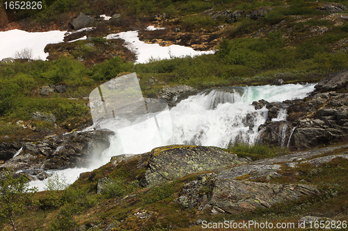 Image of wild streams and waterfalls of Norway in summer